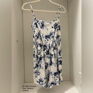 Ardene White Romper with Blue Floral Print